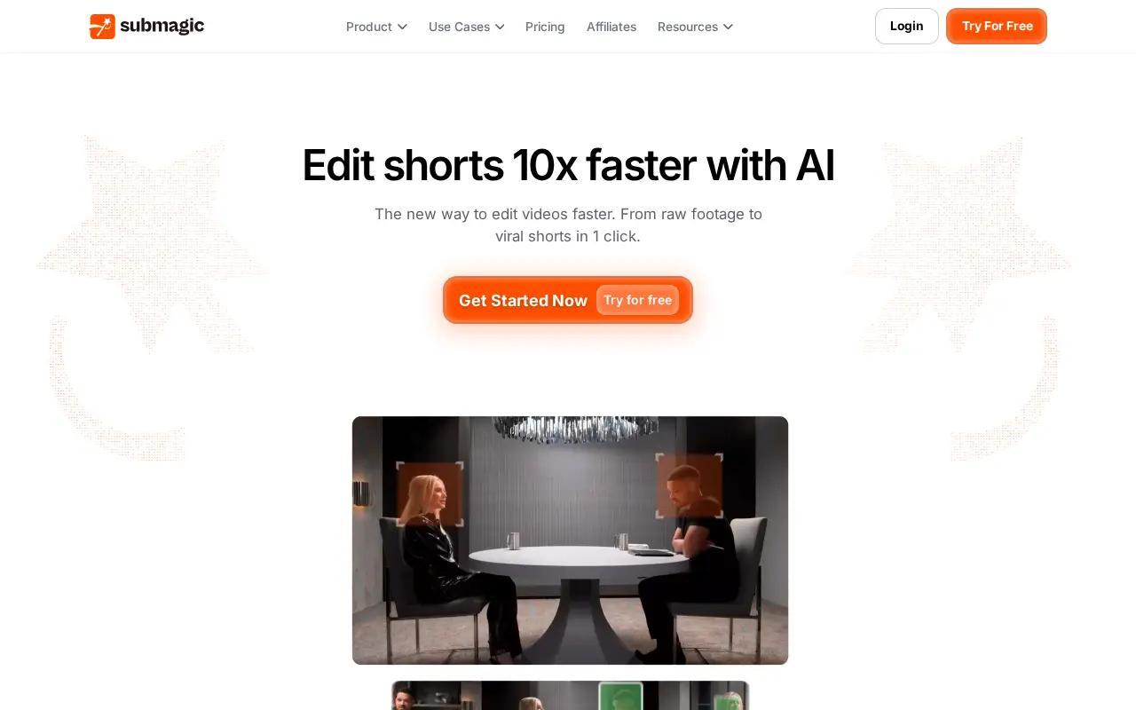 Submagic homepage, October 2026